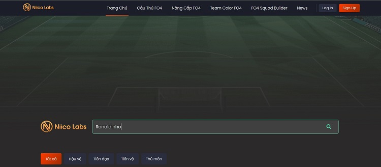 Tra cứu dữ liệu cầu thủ FO4 trên website Niico Labs 